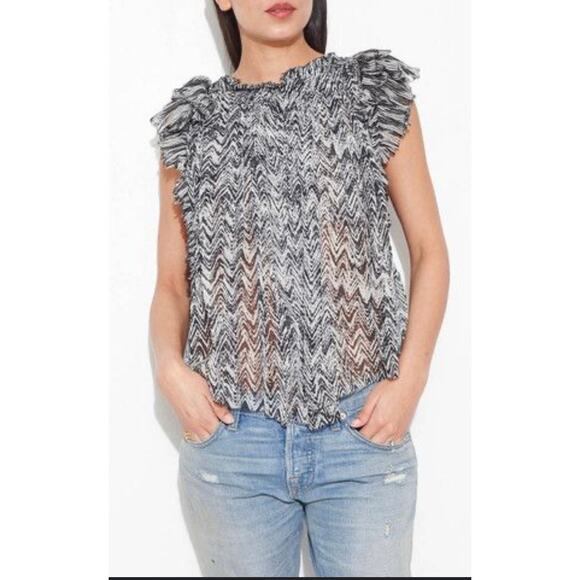 Isabel Marant Tops - ISABEL MARANT Pleated Georgette Silk Marcia Blouse Black/white  FR 34/ US 2 $780